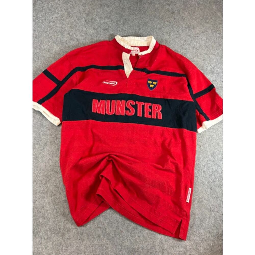 Vintage Y2K Lansdowne Munster Rugby Union Shirt Jersey Mens Large Red Sportswear